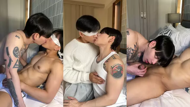 EbonyMeow 矇眼毛衣帥哥深喉 紋身猛男無套互操