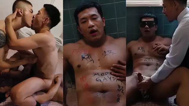 筋肉直男公廁被陌生人圍玩 壯漢騷穴遭輪番狠操