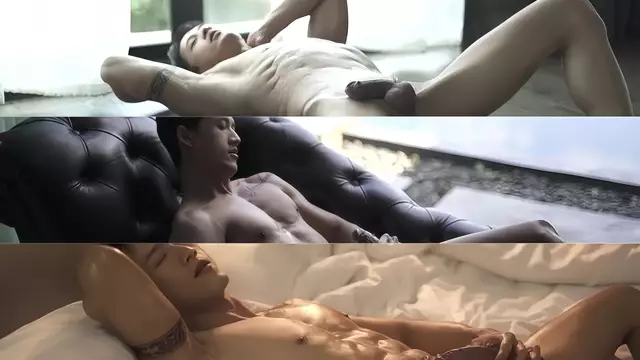 癮君子薄肌男模青筋巨根慢擼控射 咬唇悶哼噴滿身濃精