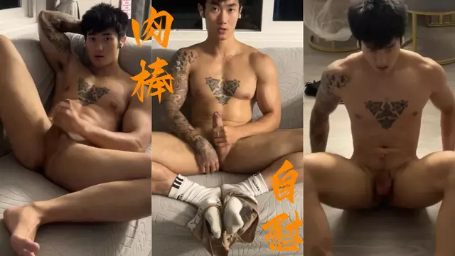 窗前肌肉男獨自自慰 雙手交替套弄自己大肉棒表情爽翻
